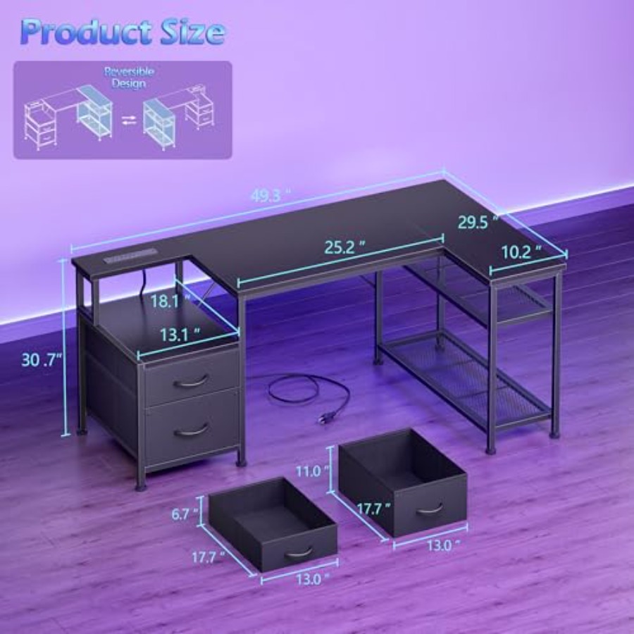49 Zoll L-förmiger Gaming-Schr – Desk Setup L Shaped Bewertung und Preis