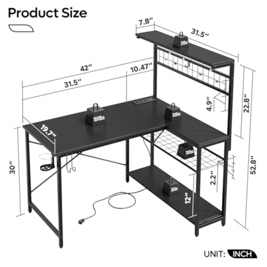 42 L Gaming-Schreibtisch mit S – Desk Setup L Shaped Bewertung und Preis